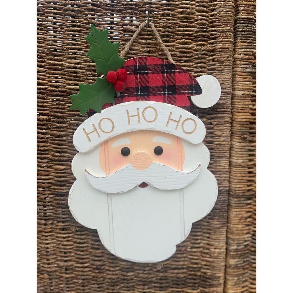 Santa Claus Wood Hanging Sign NWOT
